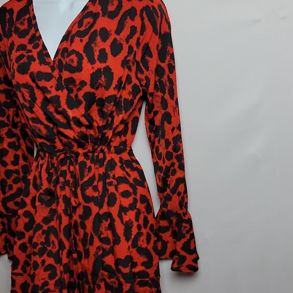 NEW Women V-Neck Long Sleeve Printed midi Casual Dress - Picture 5 of 10